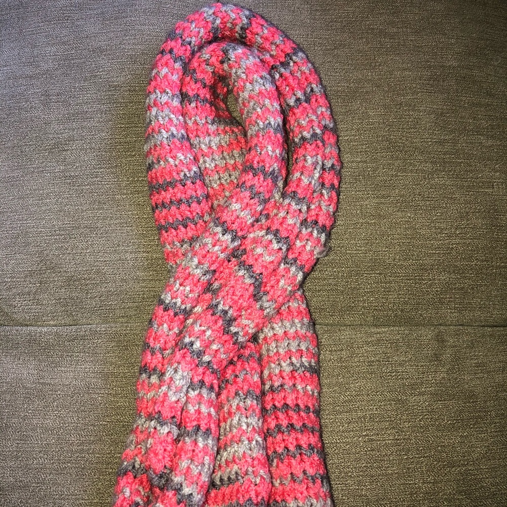Pink crochet scarf